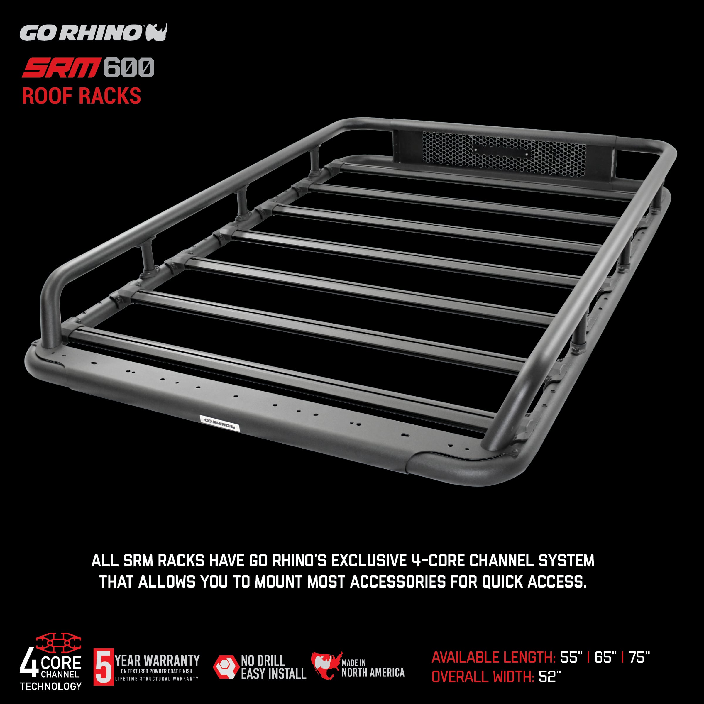Go Rhino SRM600 Series Tubular Rack - 75