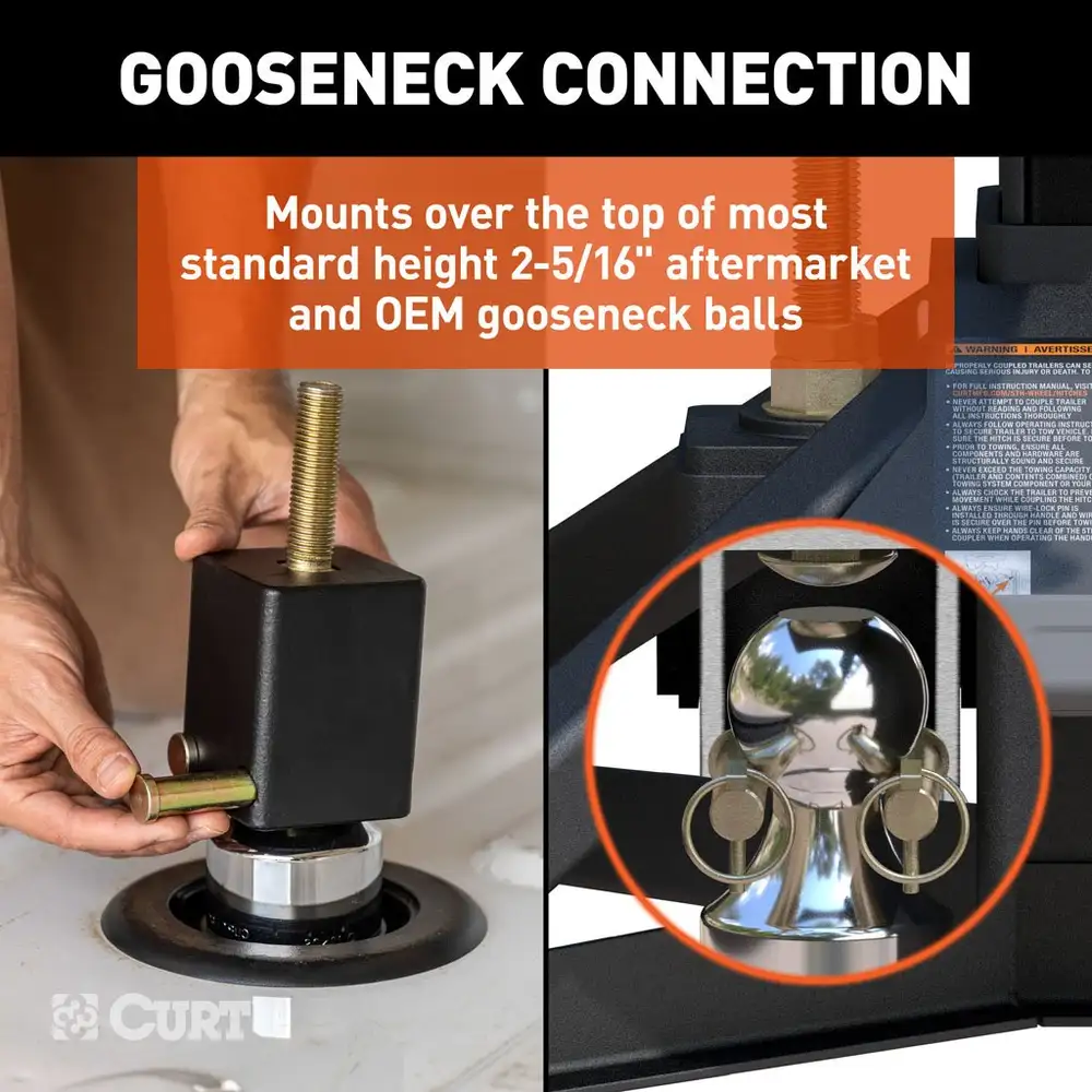 Curt CrossWing 20K 5th Wheel Hitch With Bed Protectors for 25/16