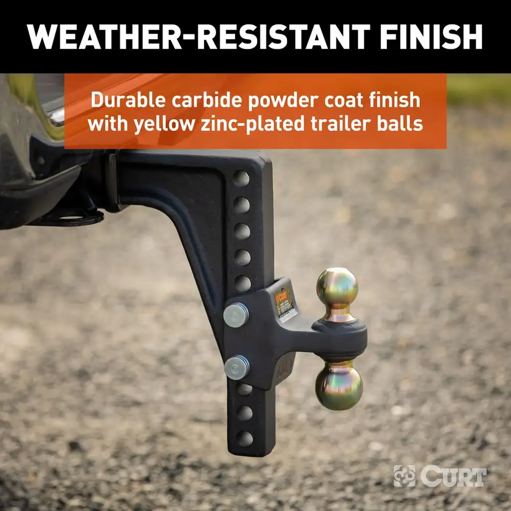 Curt HD Deep-Drop Adjustable Hitch Ball Mount With Dual Ball - 2-1/2 ...