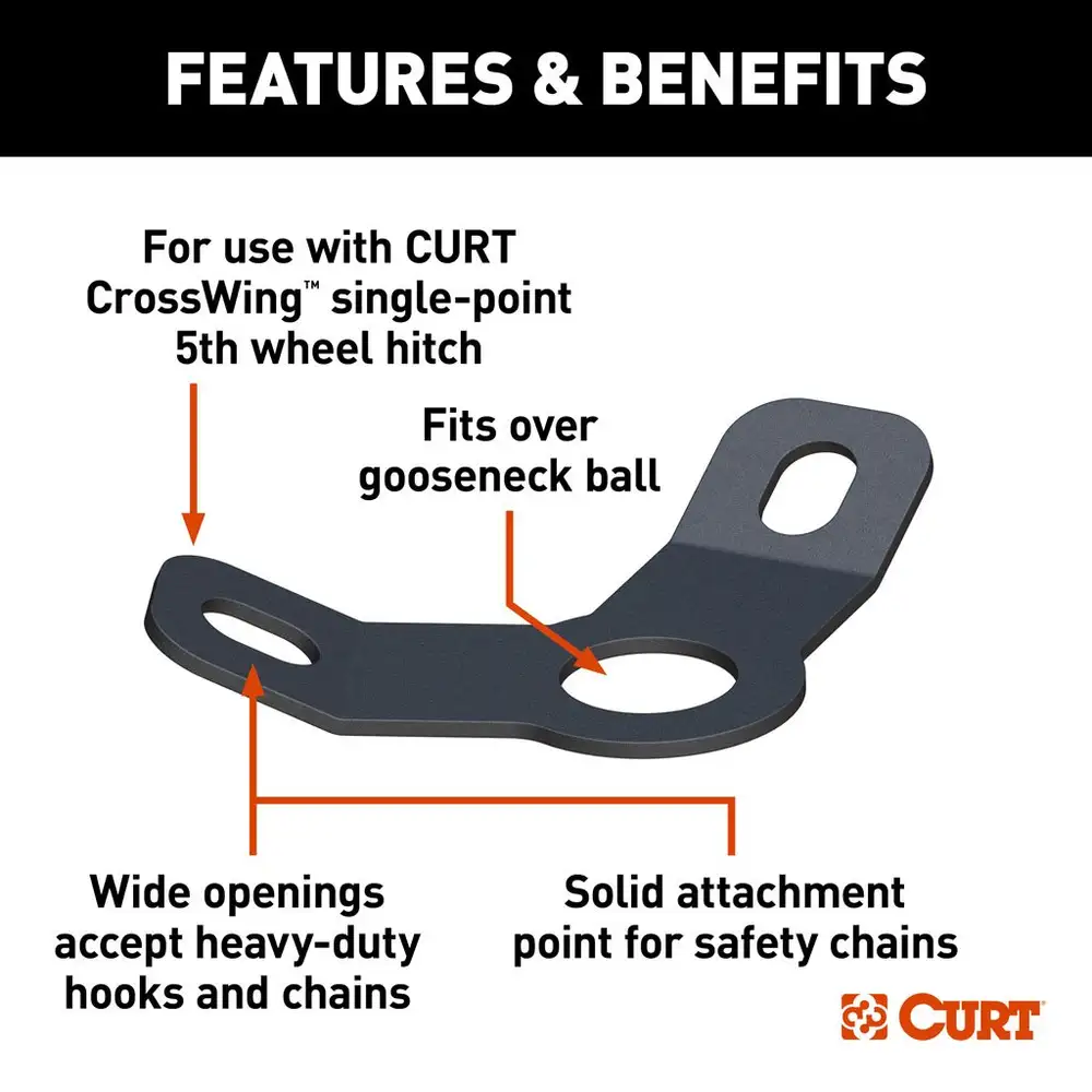 Curt CrossWing 5th Wheel Safety Chain Anchor Plate for Gooseneck Ball