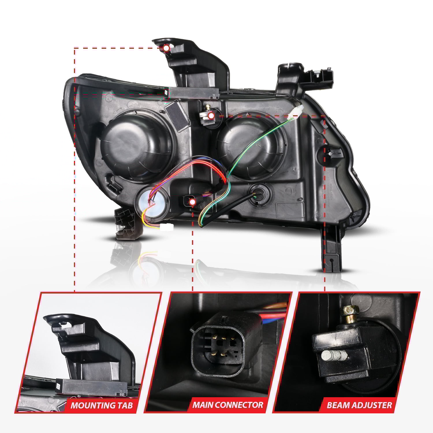 ANZO Black Housing Full LED Drl Tube Projector Headlight w