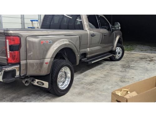 Truck Hardware Gatorback Black Ford Oval Mud Flaps - Rear Dually Pair - Fits 2023-2026 Ford F-350/F-450 customer photo
