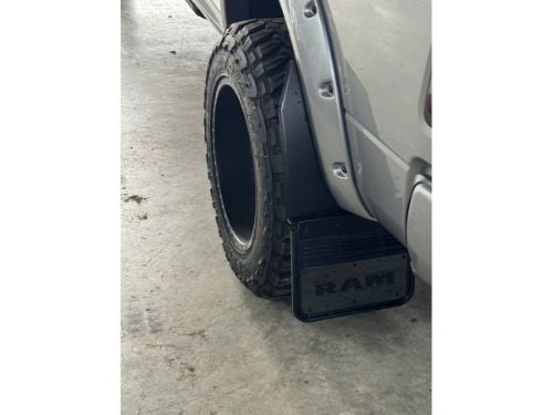 Truck Hardware Gatorback Gunmetal RAM Text Mud Flaps - 14" Wide - Anodized Brackets customer photo