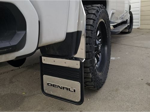Truck Hardware Gatorback "Denali" Logo Mud Flaps - 14" Wide - Stainless Steel Brackets customer photo