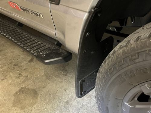 Truck Hardware Gatorback Black Anodized Ford Oval Mud Flaps - Rear Pair - Fits 2023-2026 Ford F-250/F-350 customer photo