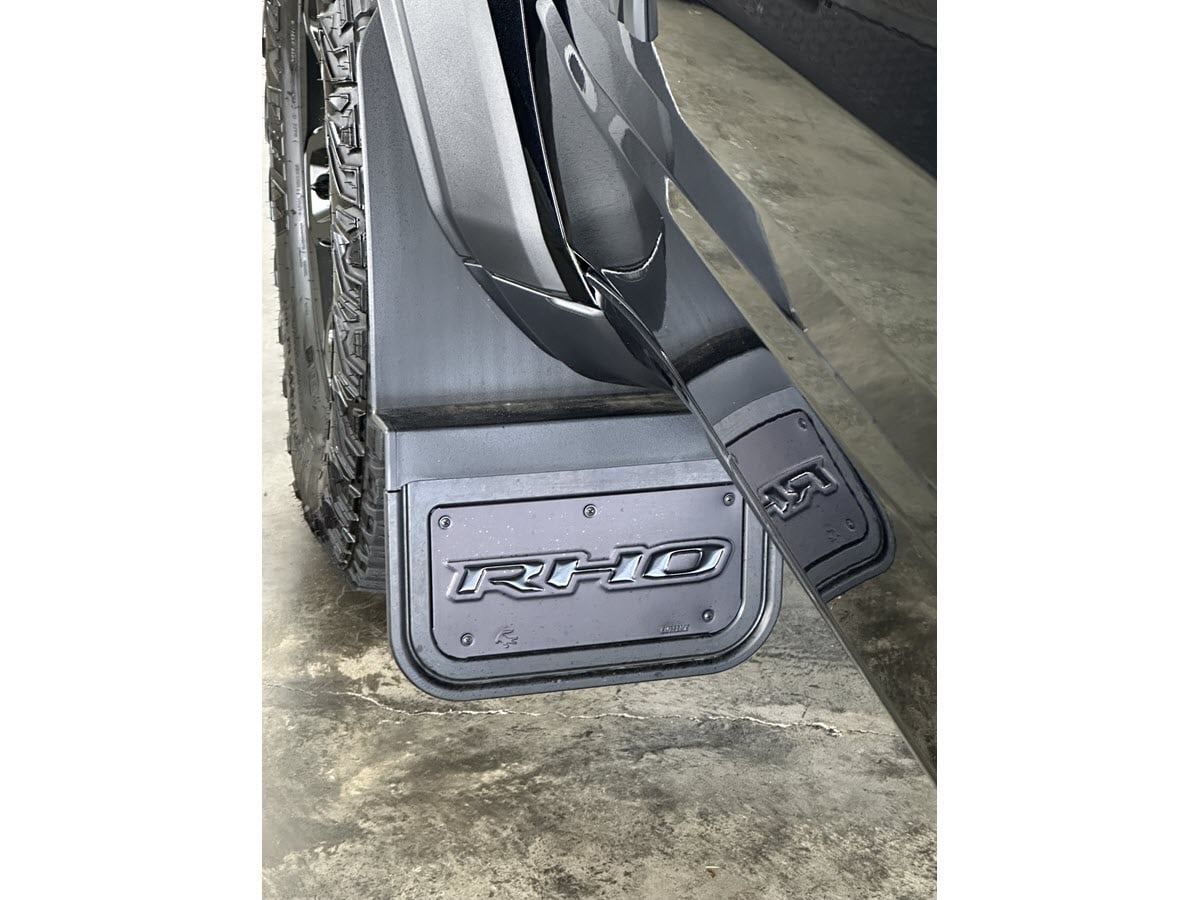 Truck Hardware Gatorback Black Anodized RHO Text Mud Flaps - Set