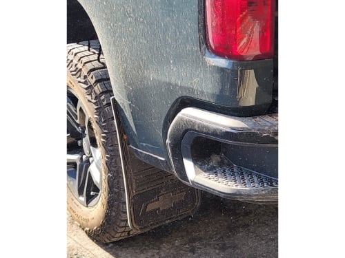 Truck Hardware Gatorback Anodized Bowtie Mud Flaps - Rear Pair - Fits 2019-2026 Chevy Silverado 1500 customer photo