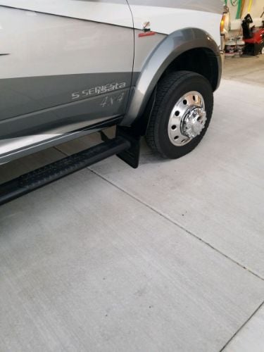 Truck Hardware Gatorback Gunmetal RAM Horizontal Mud Flaps - 14" Wide - Anodized Brackets customer photo