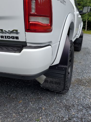 Truck Hardware Gatorback Gunmetal RAM Text Mud Flaps - 14" Wide - Anodized Brackets customer photo